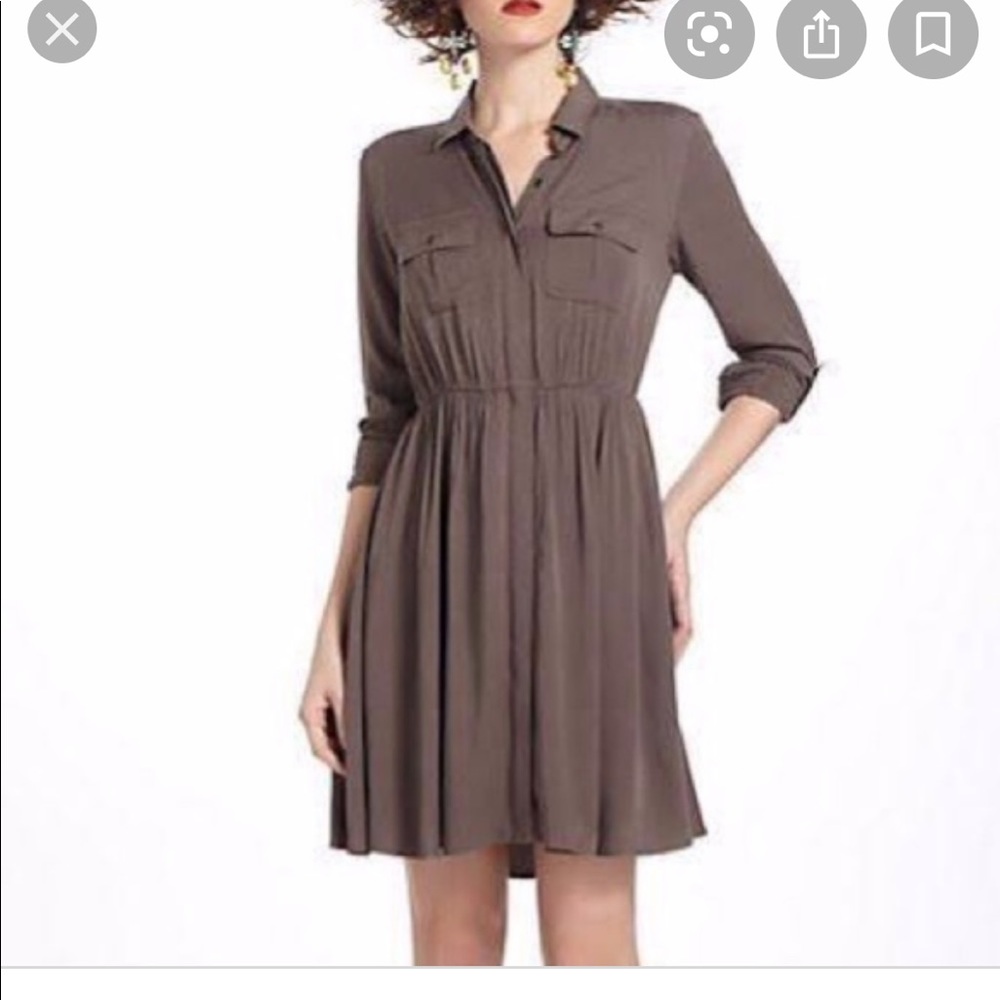 Maeve brown button down collared dress